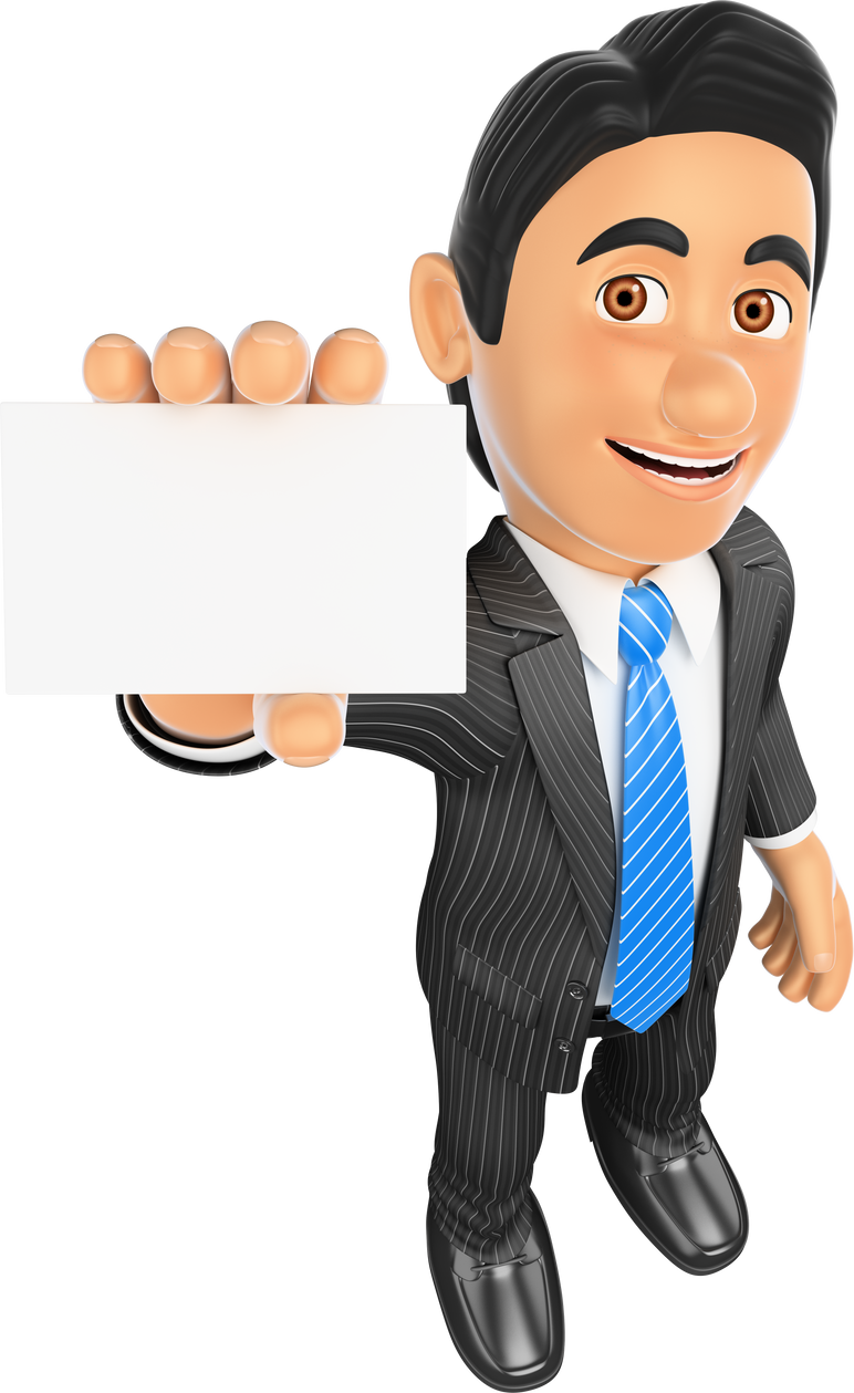 3D Businessman Showing Business Card